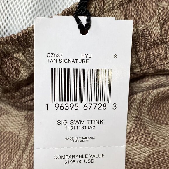 Coach Signature Logo Swim Shorts • Size S • Tan • Mesh-Lined Trunks - Picture 5 of 9